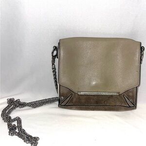 Rag & Bone olive green suede and leather chain crossbody bag
